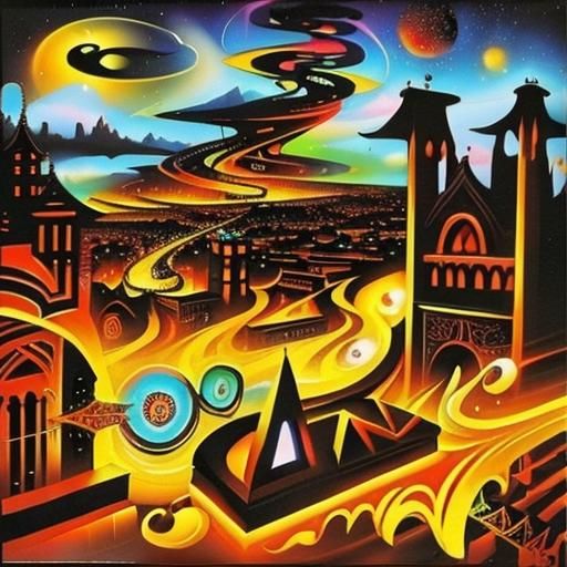 Hallucinatory Calligraphic Image in Vivid Colors