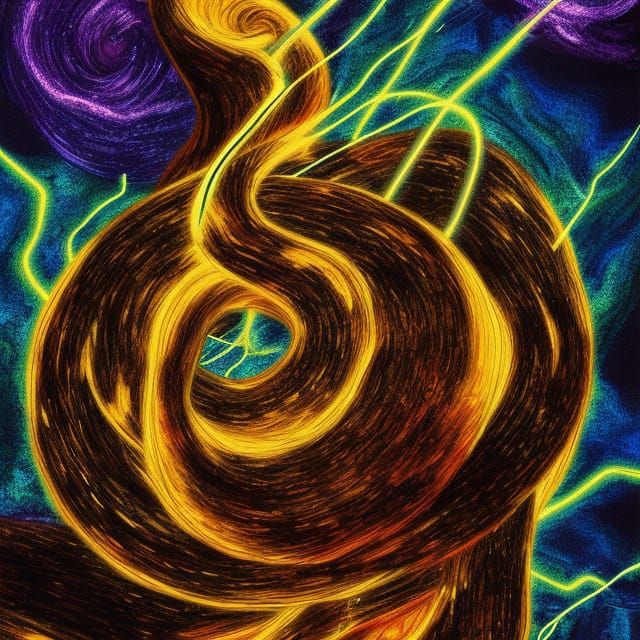 Cosmic Uzumaki Lightning Storm: Holographic Illustration
