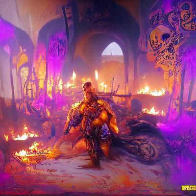 Fiery Warrior in Post-Battle Aftermath