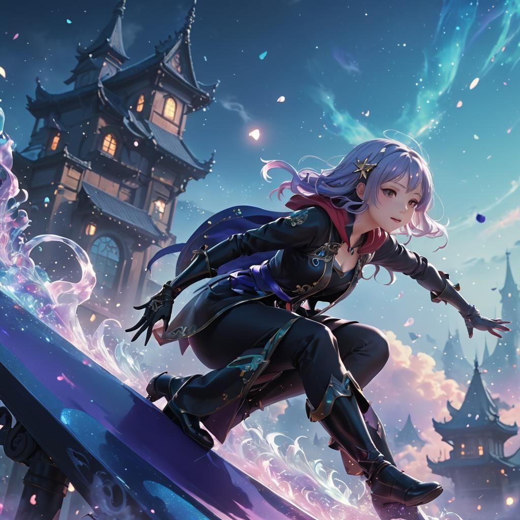 Anime Sister on Magical Slide in 3D