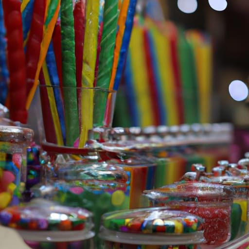 Colorful Candy Shop with Bokeh Lighting
