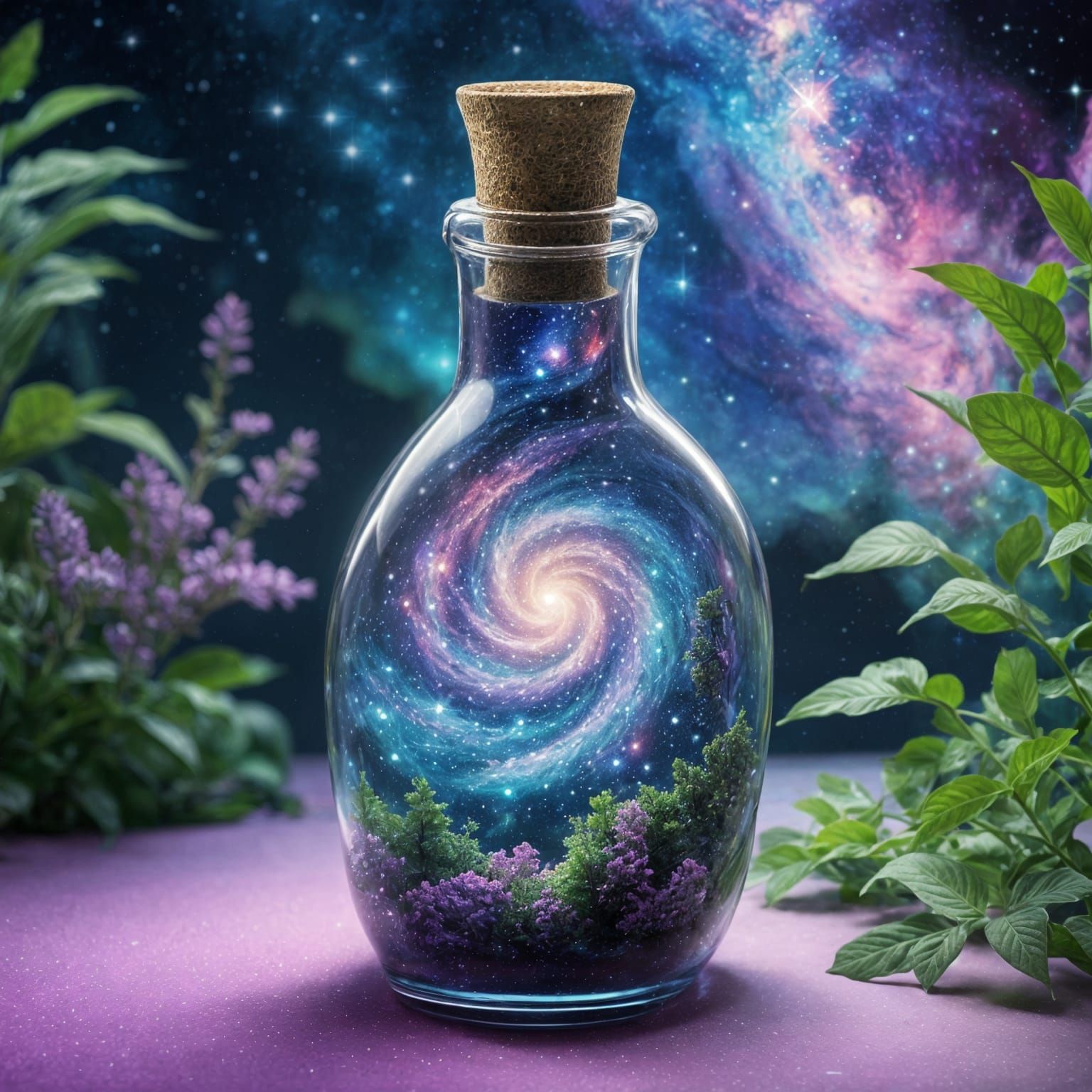 Galaxy in a Bottle: Holographic Cosmic Art