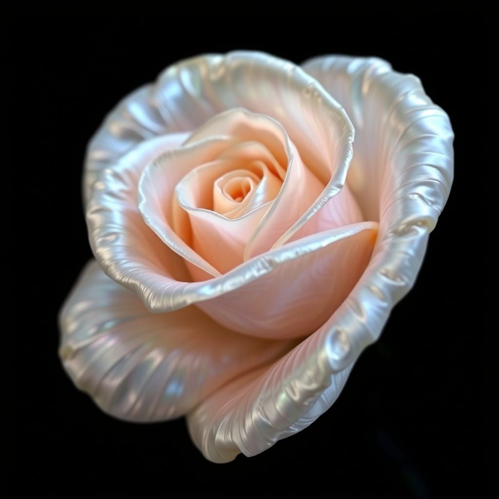 Opalescent Mother-of-Pearl Rose in Surreal Style