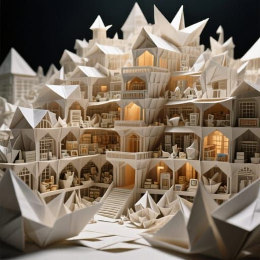Origami Building Masterpiece: Intricate Paper Architecture
