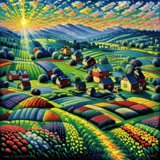 Impasto Farm Life in Impressionist Style