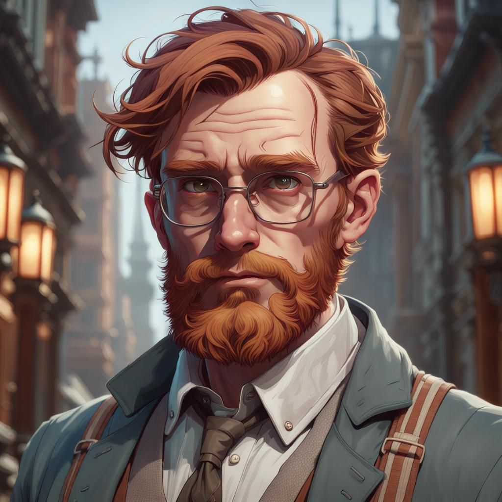 Reverend Portrait in Hyperdetailed Art Nouveau Style