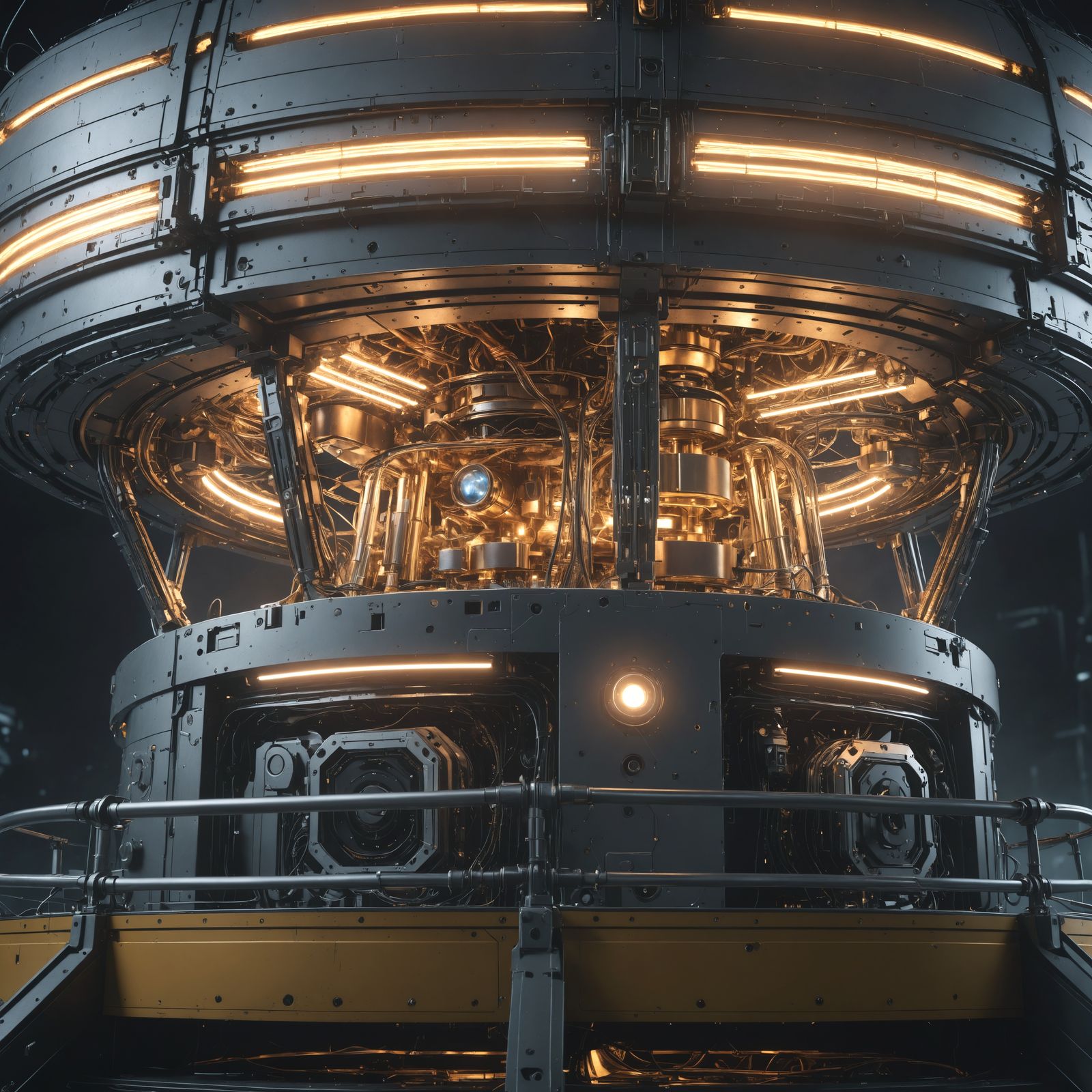 Surreal Futuristic Dream Machine Illuminates Dark Background