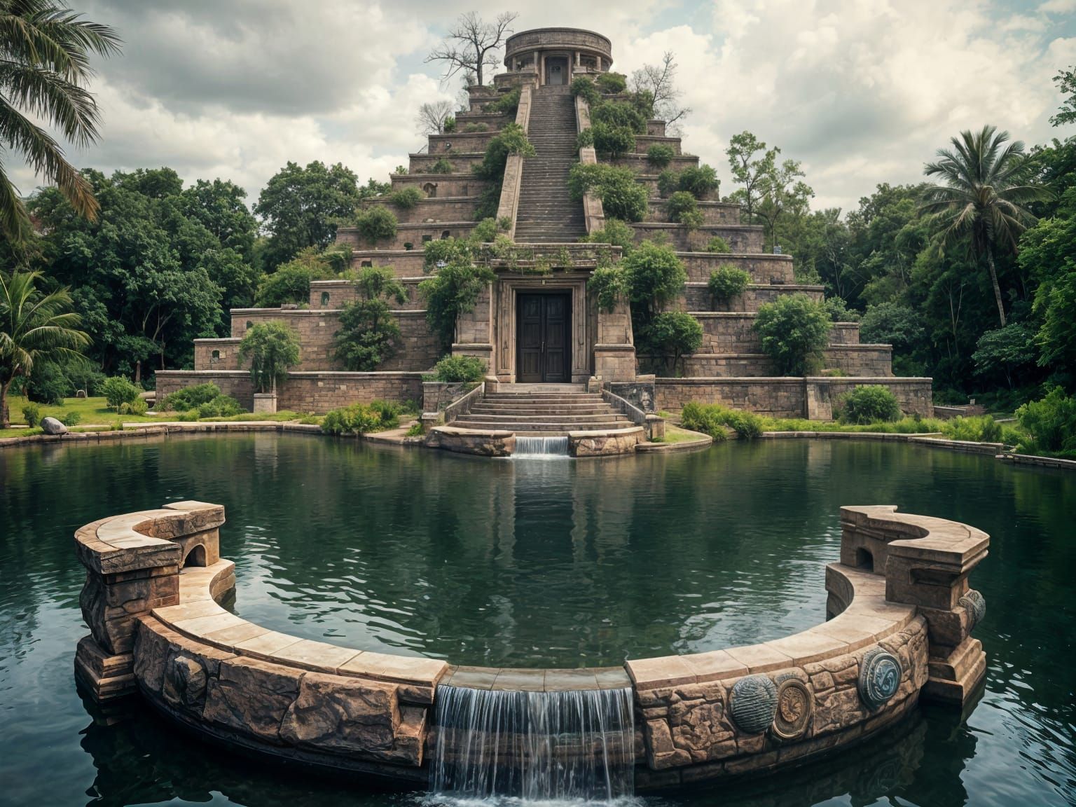 Lake Ziggurat in Alex Grey's Visionary Style