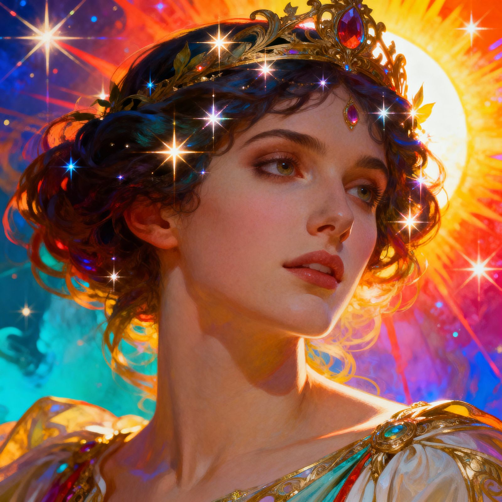 Radiant Superstar Sun Portrait in Dynamic Lighting