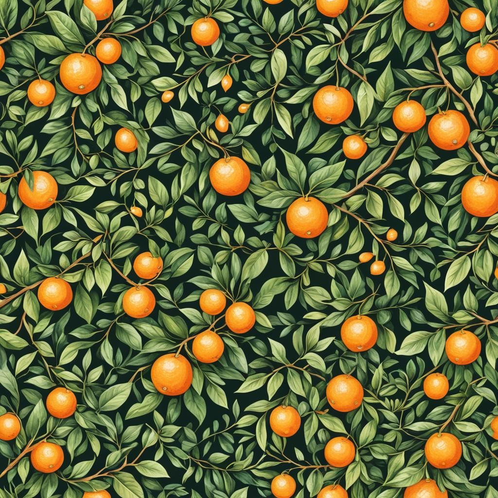 Oranges and Leaves: Flat Style Illustration