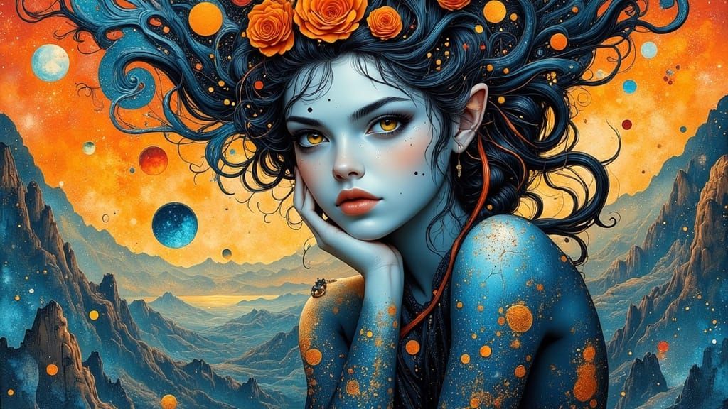 Enigmatic Tiefling in Midnight Blue