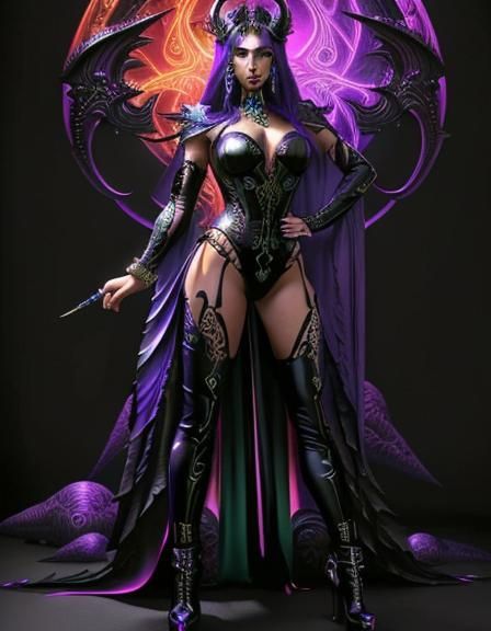 Woman in Catsuit with Cityscape, Maximalist Style