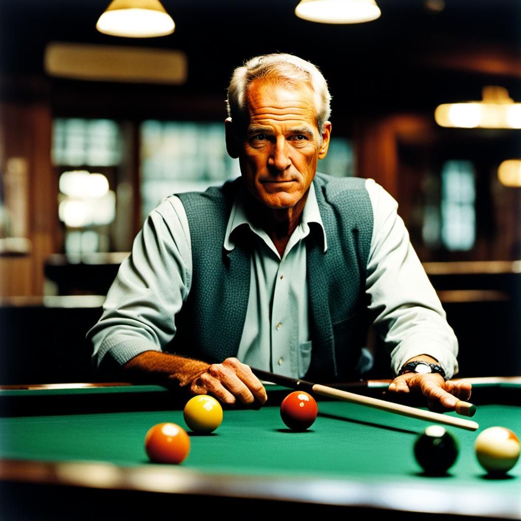Paul Newman Hustler Billiards Portrait