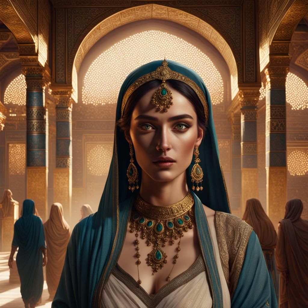 Harem Scene in Dynamic Expressionism Style