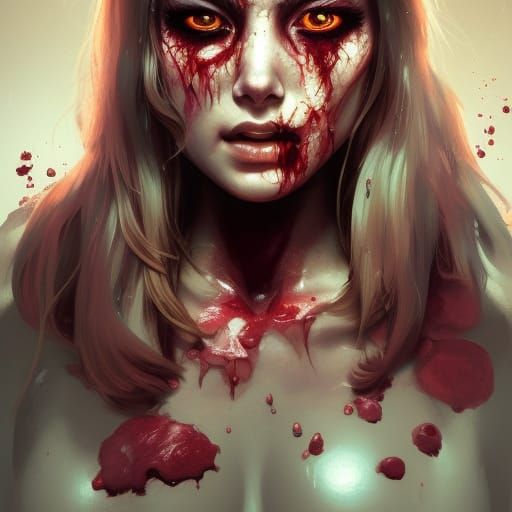 Zombie Girl Portrait in Hyperdetailed Style