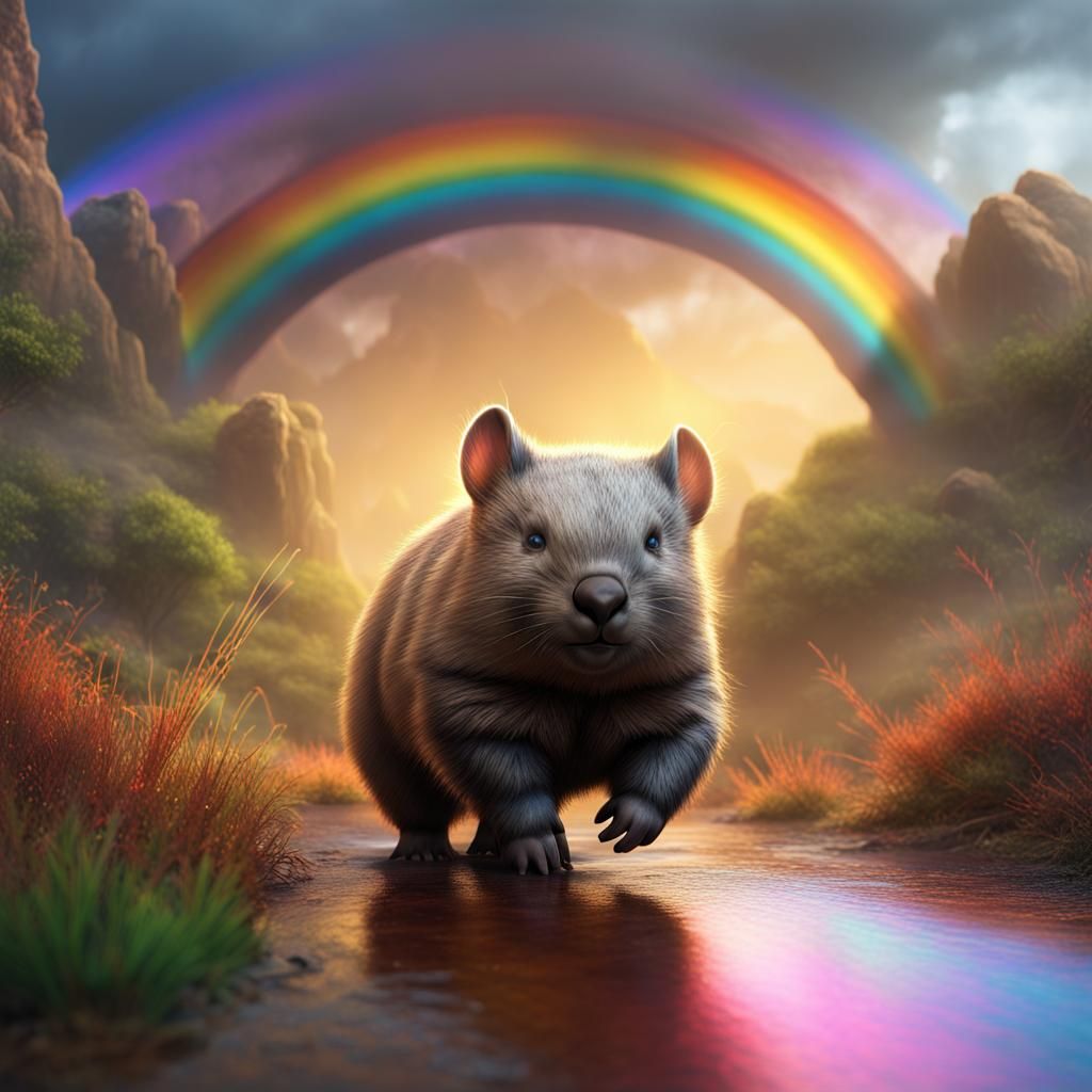 Wombat and Rainbow: Detailed Fantasy Art