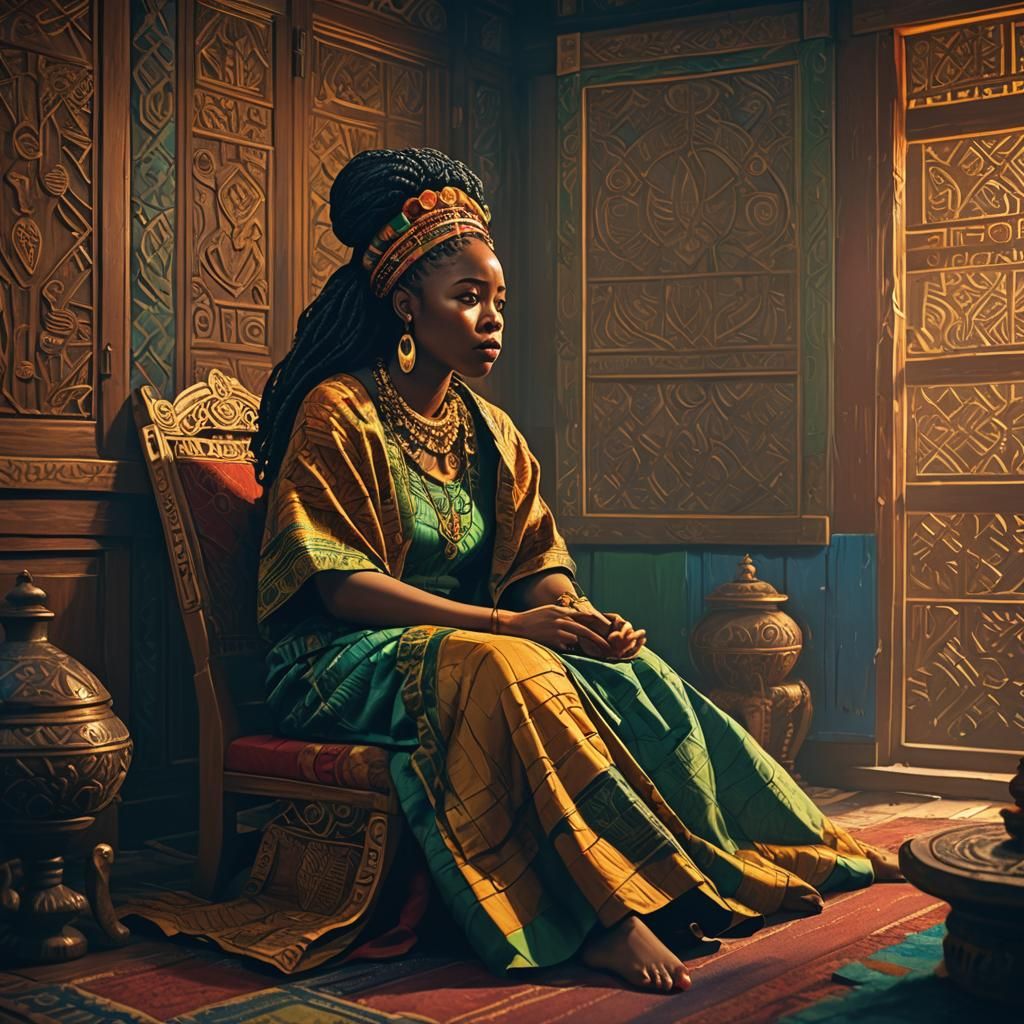 Igbo Princess Crying: African Fantasy Concept Art