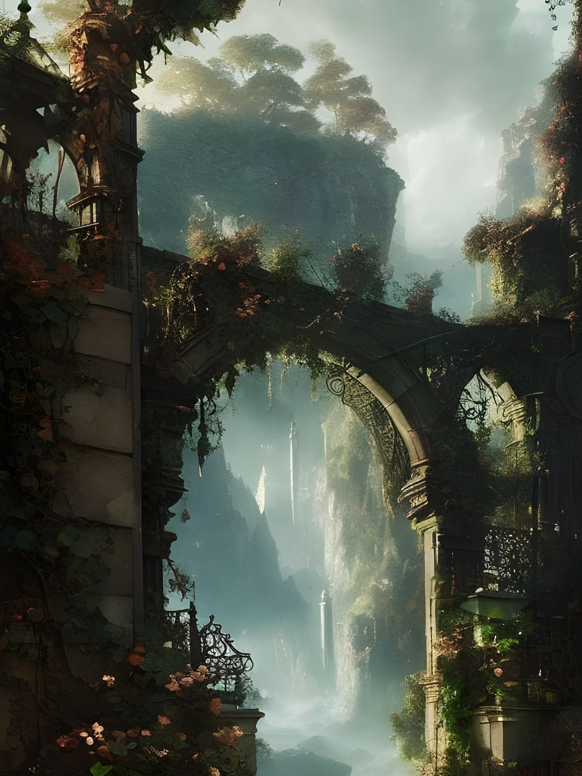 Ornate Iron Gate in Photorealistic Matte Painting