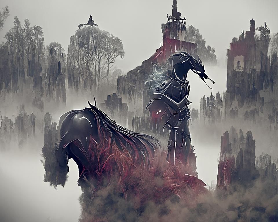 Black Knight on Horseback Digital Artwork