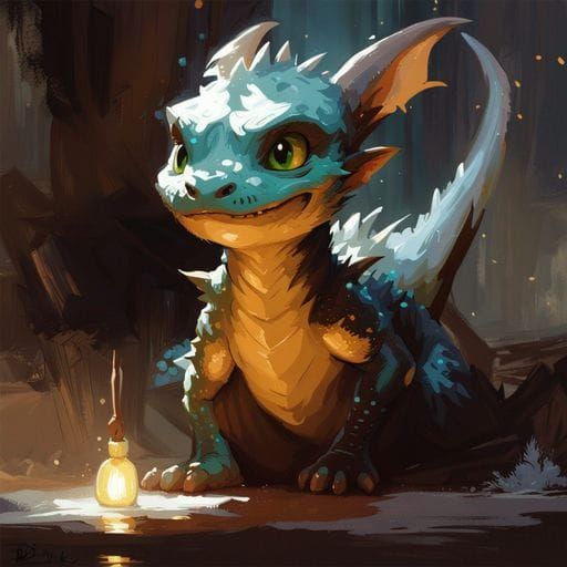 Adorable Baby Dragon Illustration