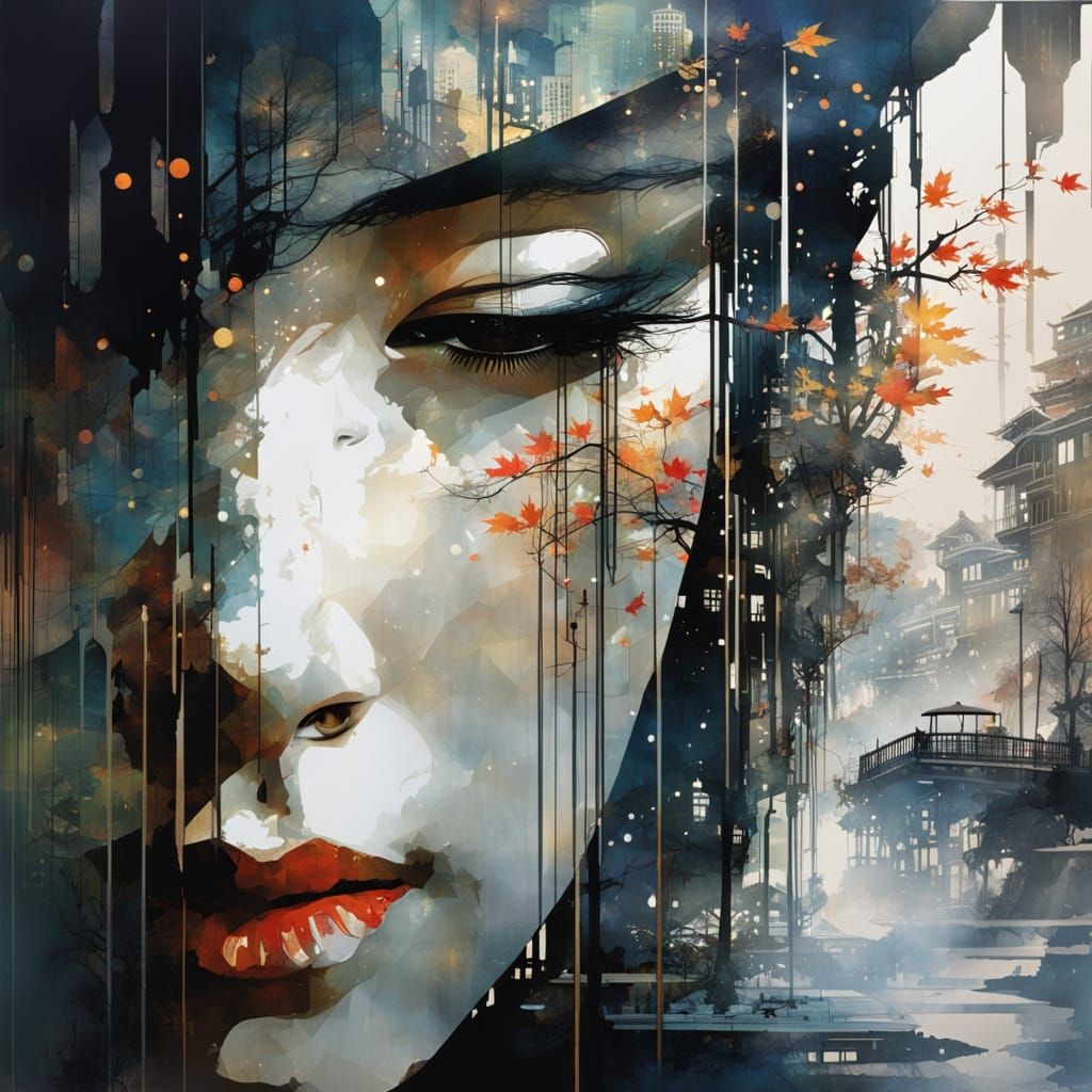 Double Exposure: Galaxy Meets City in Silhouette