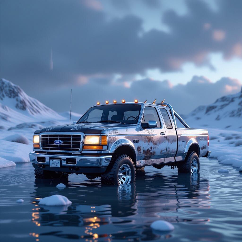 Futuristic Ford F150 in Icy Tundra, Unreal Engine 5