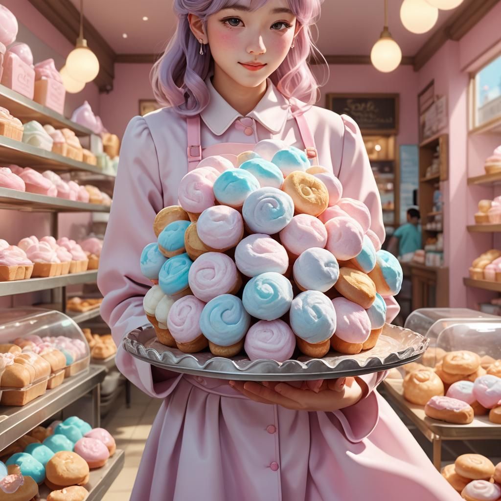 Auntie Frieda's Cotton Candy Bread: 3D Anime Art
