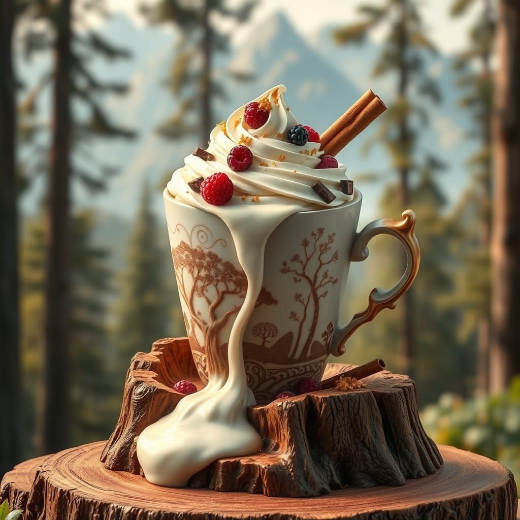 Fantasy Dessert Art in Whimsical Forest Landscape