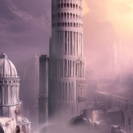 Alabaster Tower in Marble City: Fantasy Concept Art