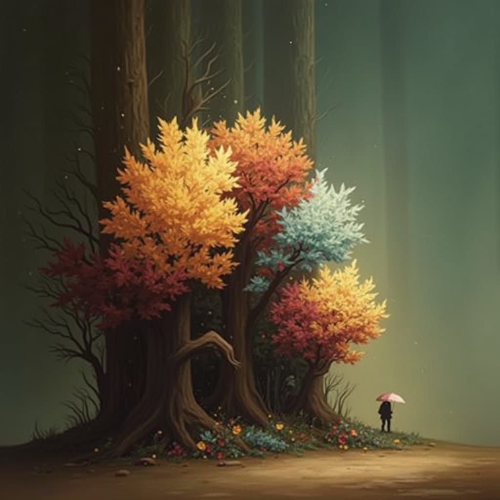 Vibrant Forest Scene in Bold Pop Art Style