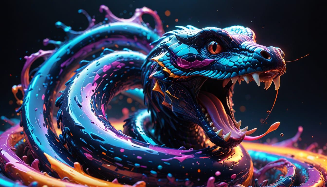 Vibrant Cobra in Motion: A Hyperdetailed Concept Art Piece