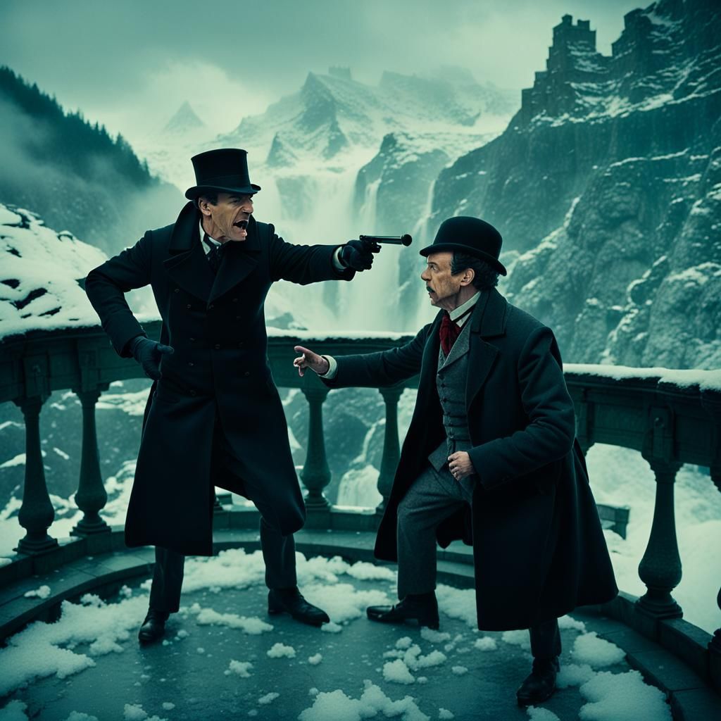 Sherlock Holmes and Moriarty Duel in the Alps