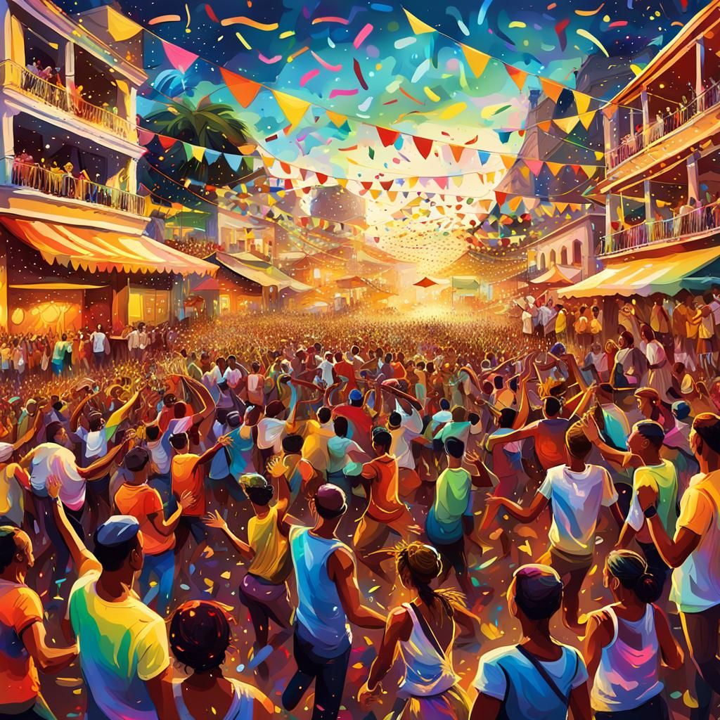Rio Carnival: Vibrant Neon Expressionistic Digital Painting