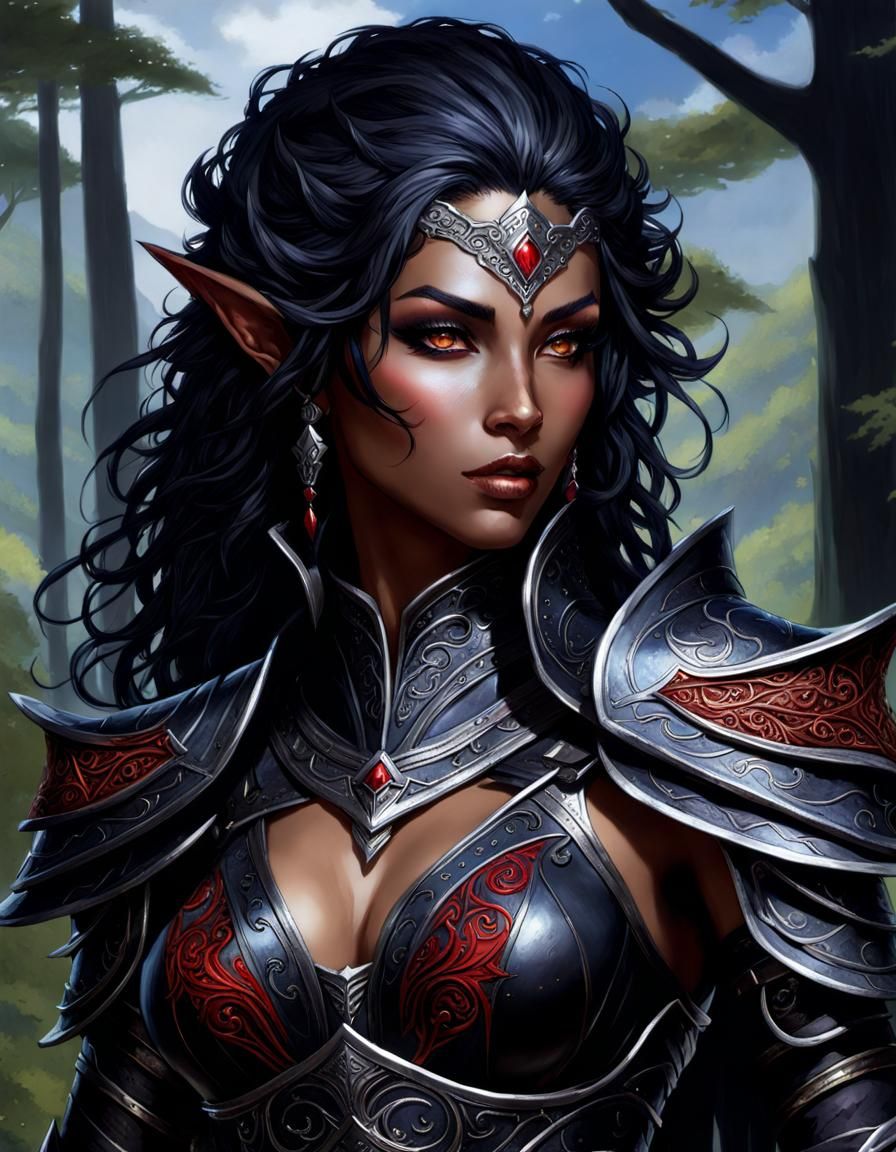 Dunmer Assassin in Dark Elf Armor, Splash Art