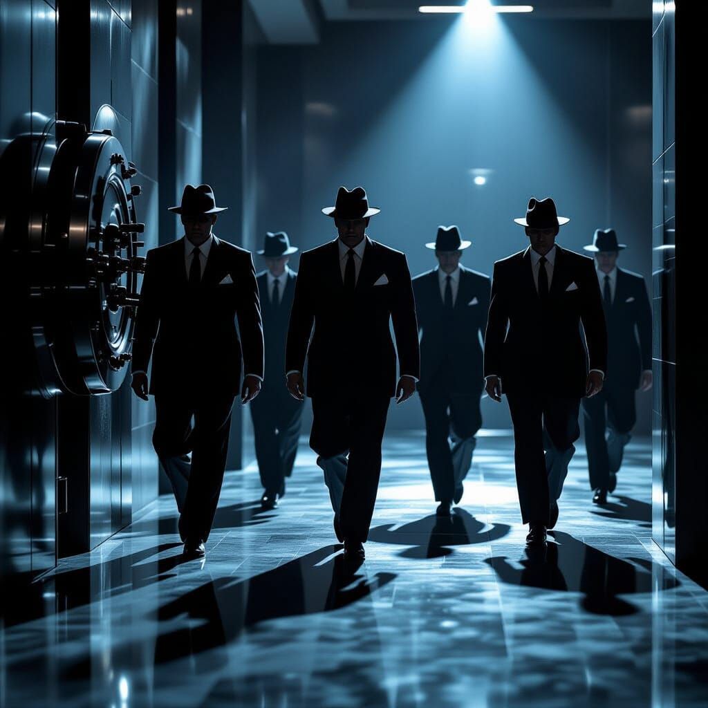Mafia Members Stealthily Enter Bank Vault in Noir Style