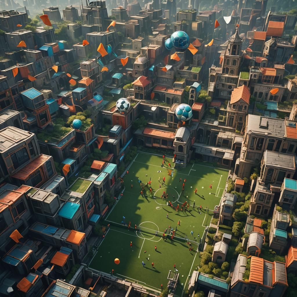 Detailed Soccer Scene in Fantasy Concept Art