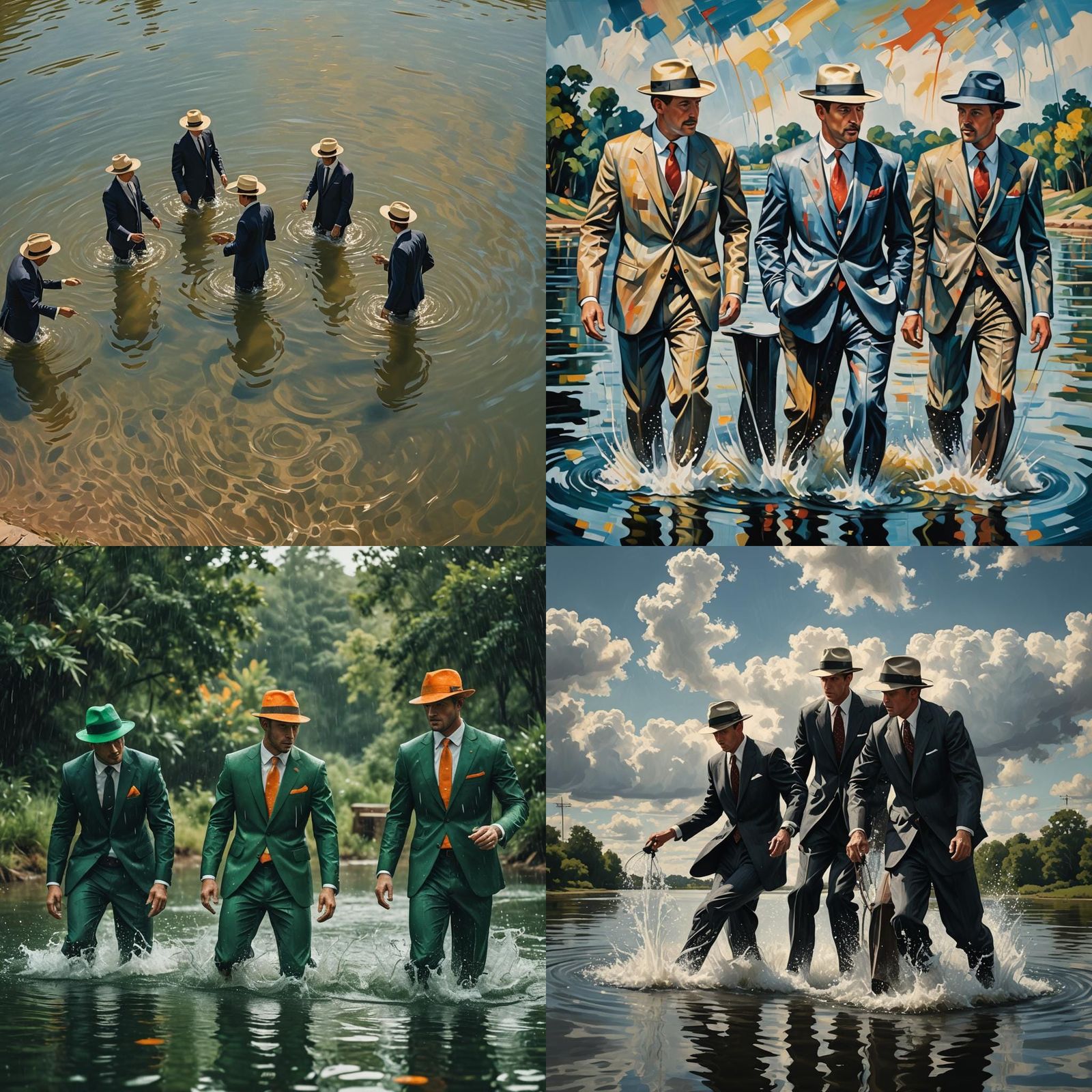 Men in Suits Play Water Sport