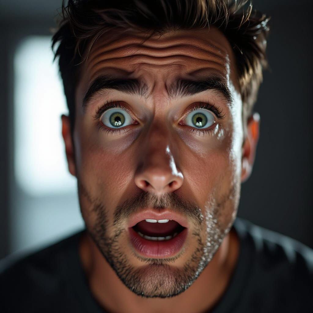Photorealistic Man With Astonished Expression