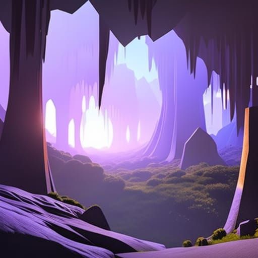 Glowing Underground Cave: Hyperdetailed Dark Fantasy Concept...