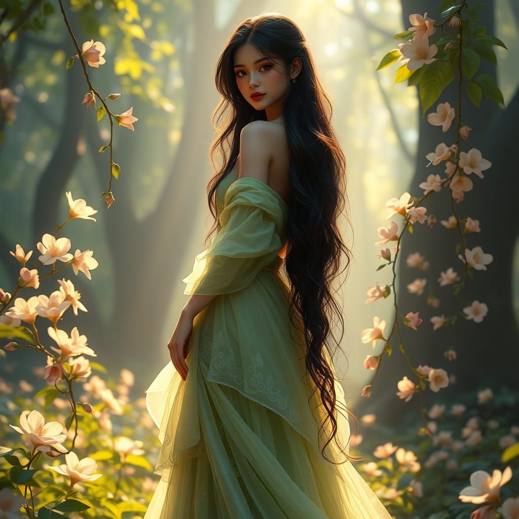 Majestic Fantasy Princess in Enchanted Forest