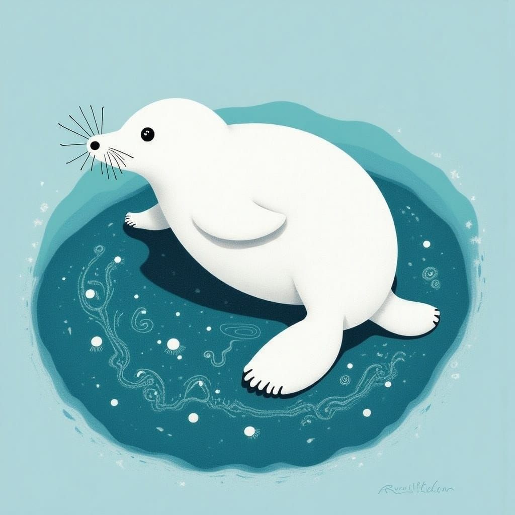 Moonmoth Song Leopard Seal in Frozen Water