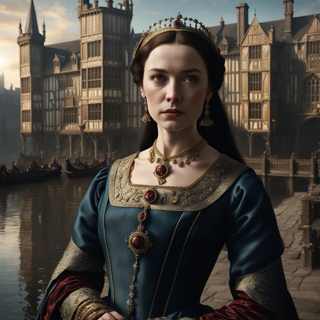Detailed Portrait of Anne Boleyn in Fantasy Art Style