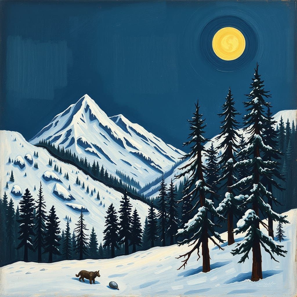 Landscape in the Mountains with Snow