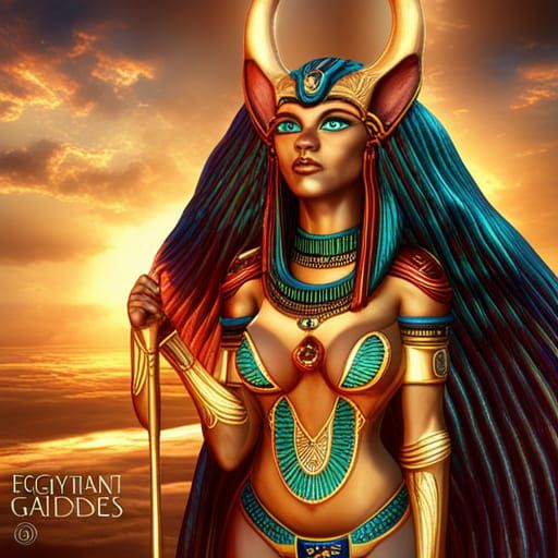 Egyptian Cat Goddess: Hyperrealistic Maximalist Art