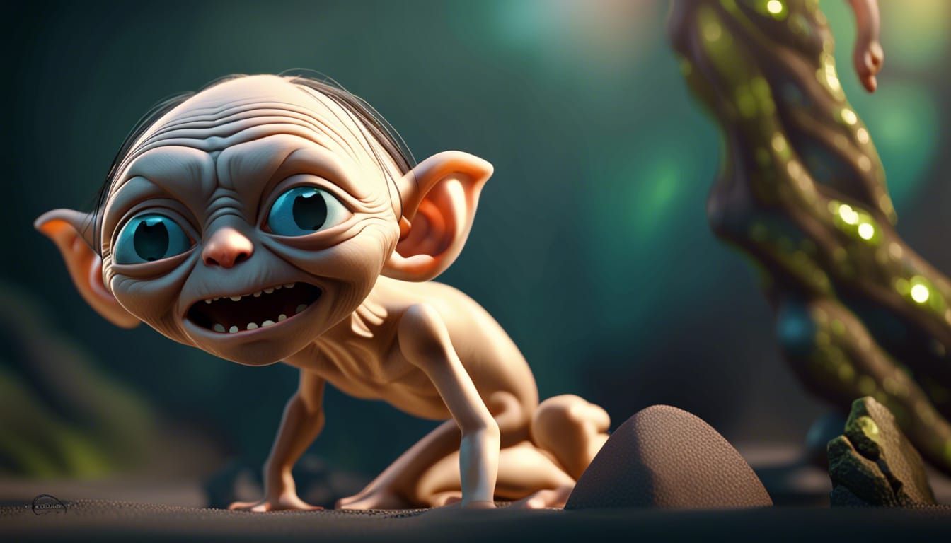 Cute Gollum Reimagined as Pixar 3D Art