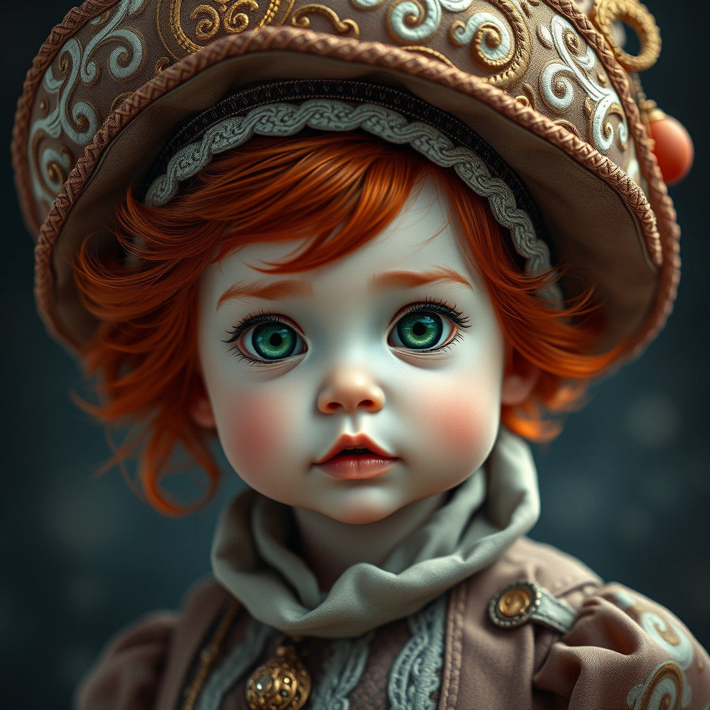 Baby in Opulent Hat: Fantasy Concept Art