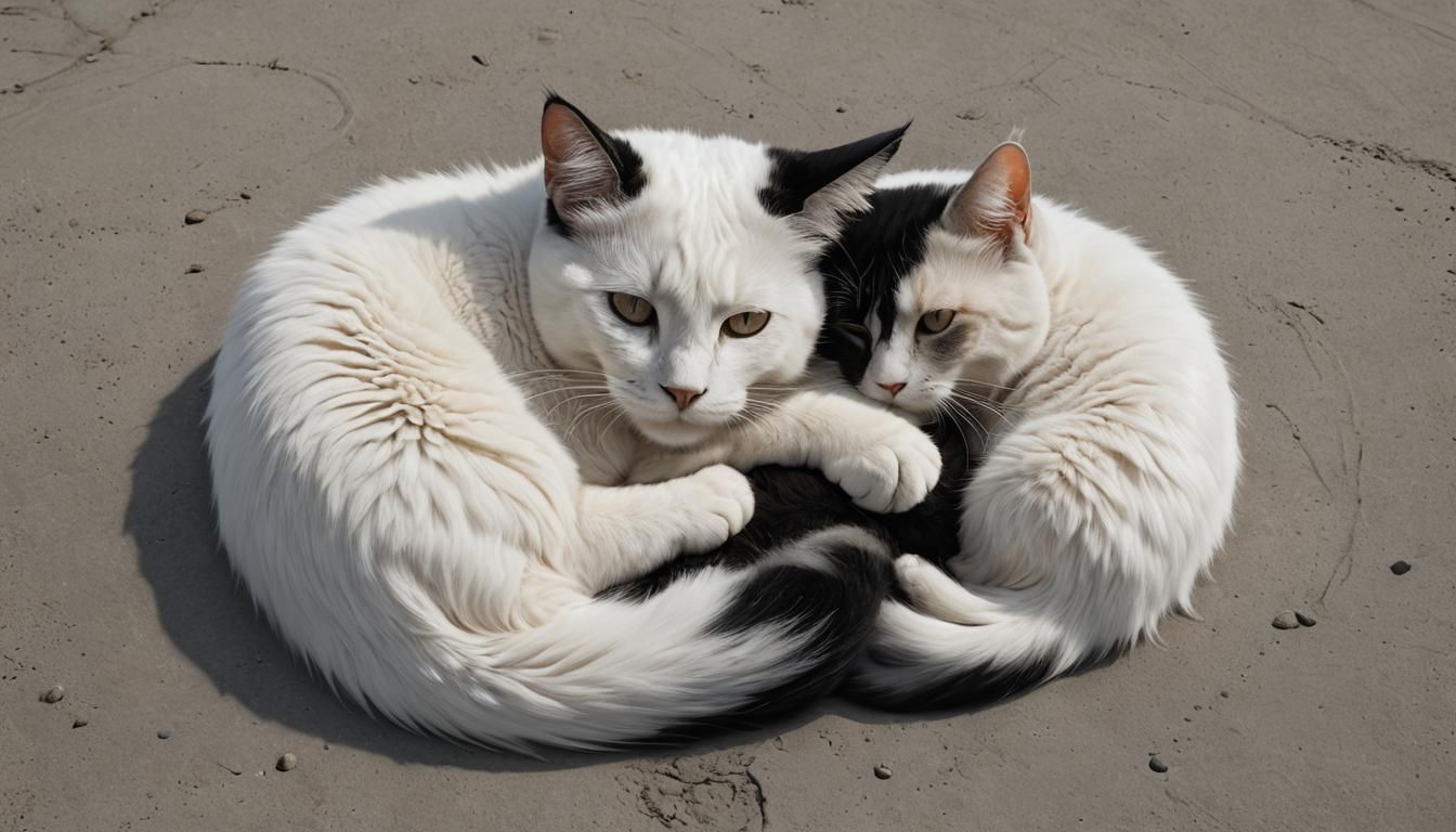 Yin and Yang: Black and White Cats in Harmony