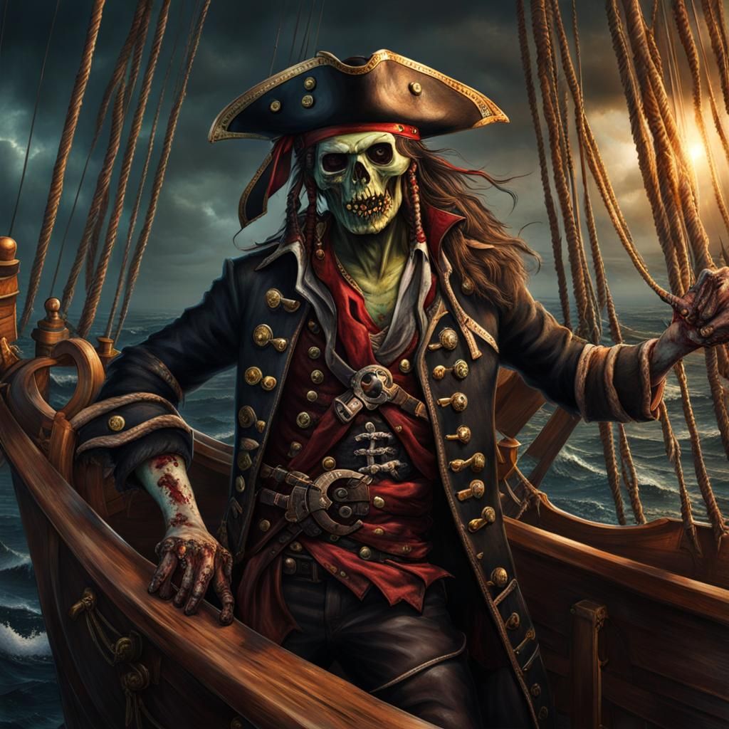Undead Pirate on a Ghostly Ship