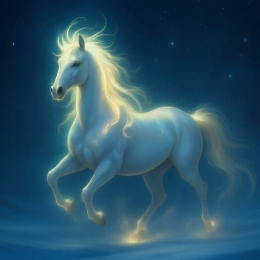 Mythical Christmas Horse in Snowy Blizzard