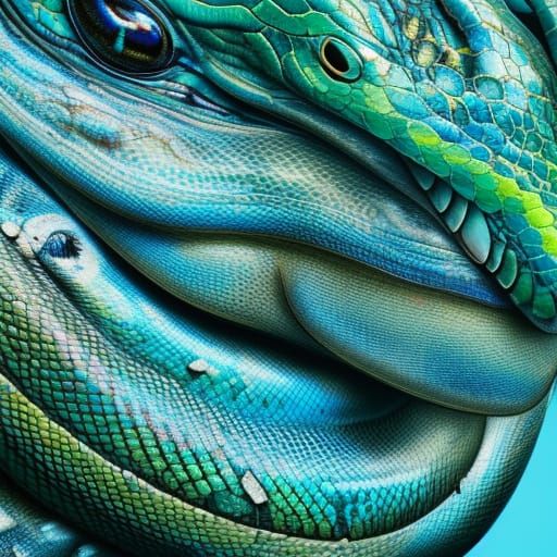 Marbled Snake Head Close-Up: Detailed Fantasy Art